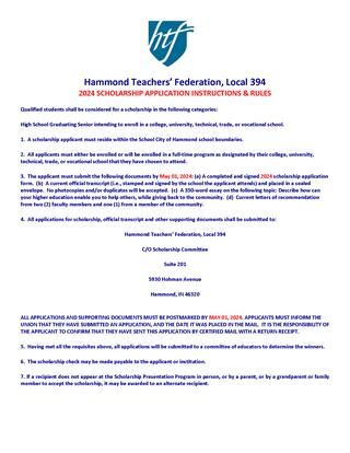 Hammond Teachers’ Federation Scholarship