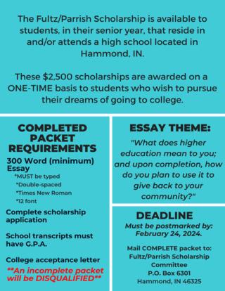 Fultz/Parrish Scholarship Requirements (English)