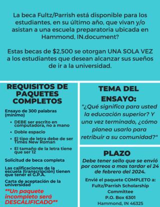 Fultz/Parrish Scholarship Requirements (Spanish)